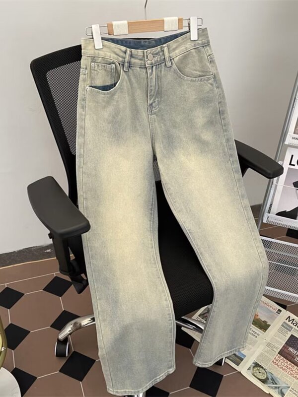 American-Style Straight-Leg Jeans for Men, Summer High-Street Loose-Fitting Versatile Casual Long Pants, Trendy Men's Trousers 2024