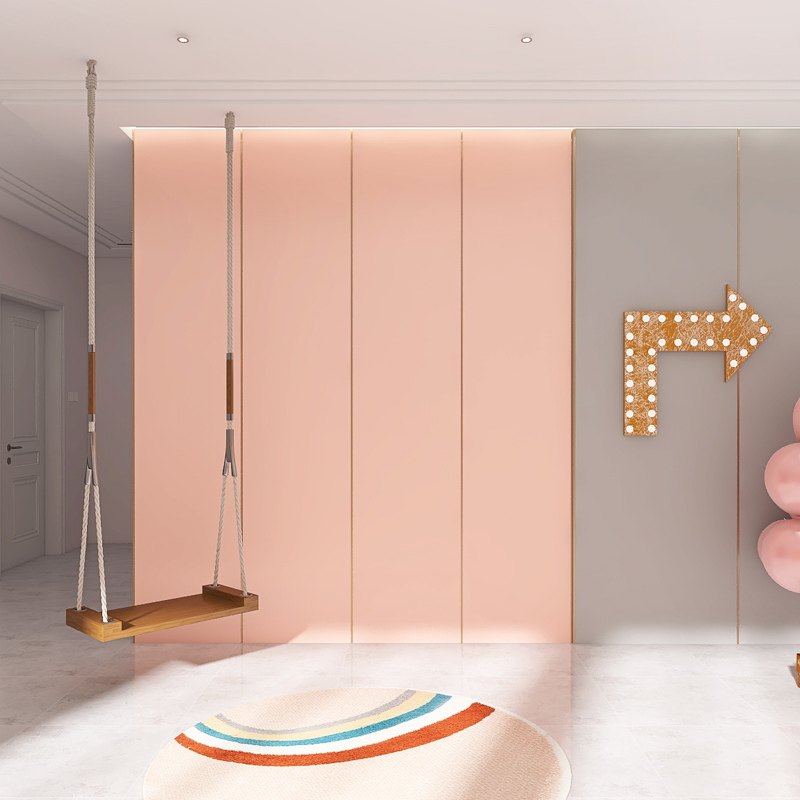 Spot pure color bamboo fiber integrated boardroom Bedroom pink ring protection wall panel paint-free fast-fitting board splicing