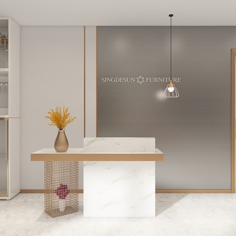 Metal brushed wall panel clothing store beauty salon KTV hotel front desk fiber integrated wall panel silver gray gusset