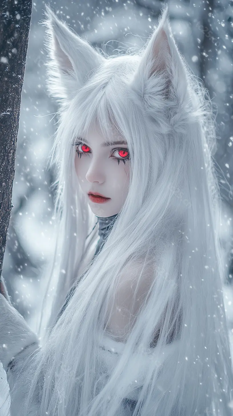 图片[4]-雪地中的白狐少女 midjounney提示词、stable-diffusion-pormpt-天城私塾