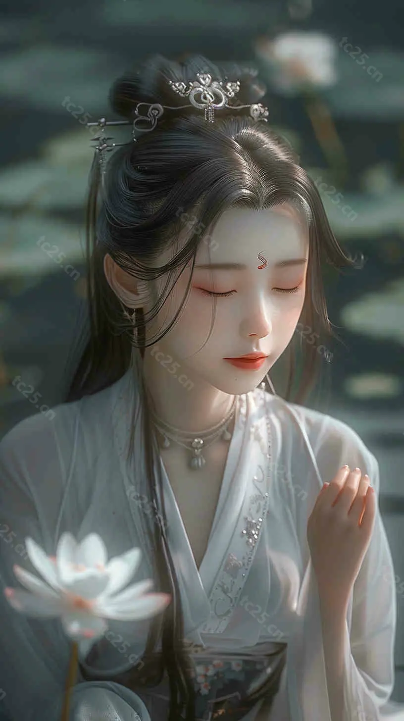 印度风情少女莲花祝福midjounney提示词、stable-diffusion-pormpt-天城私塾