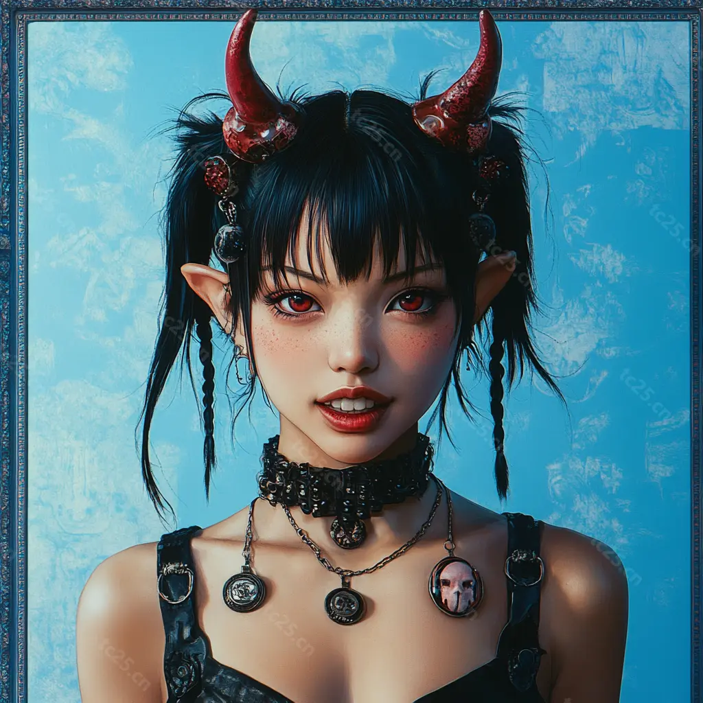 图片[1]-魔女绘卷恶魔女孩肖像midjounney提示词stable-diffusion-pormpt-天城私塾