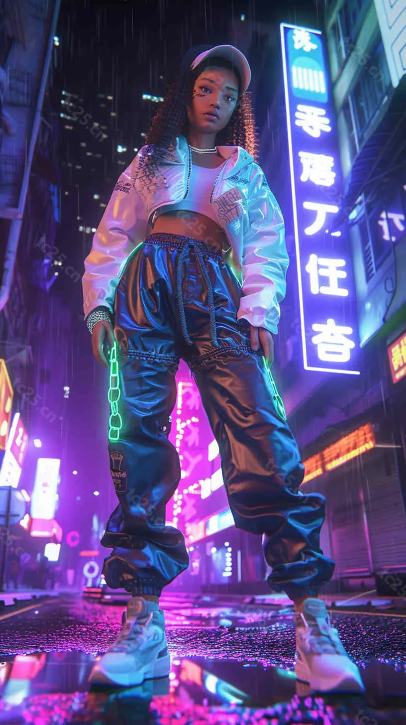 图片[1]-未来都市霓虹赛博女战士midjounney提示词stable-diffusion-pormpt-天城私塾