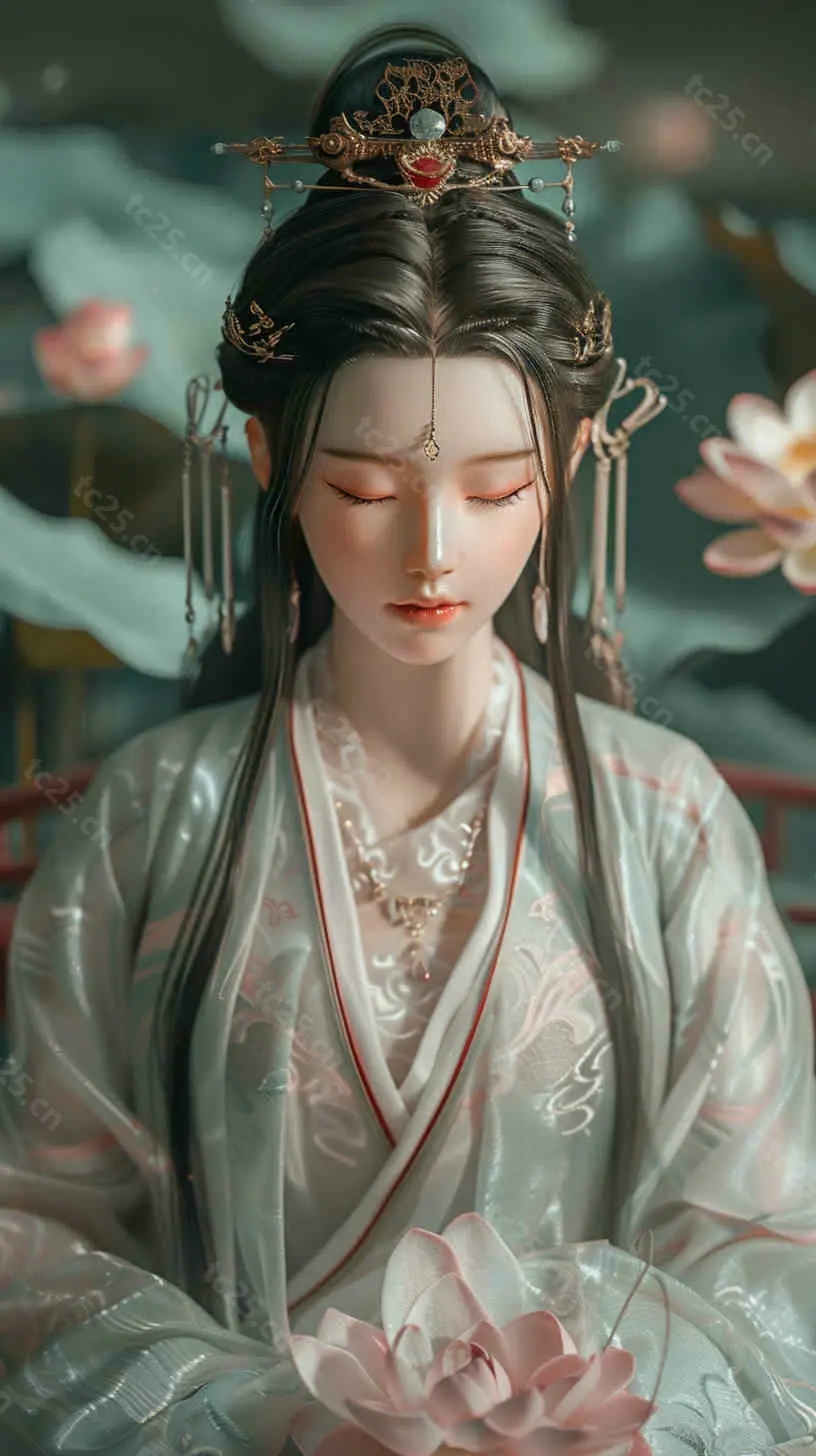 图片[5]-印度风情少女莲花祝福midjounney提示词、stable-diffusion-pormpt-天城私塾