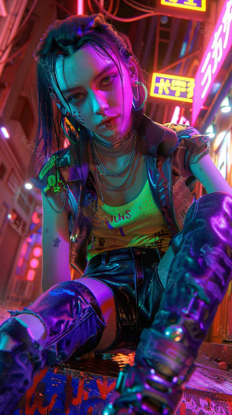 未来都市霓虹赛博女战士midjounney提示词stable-diffusion-pormpt-天城私塾