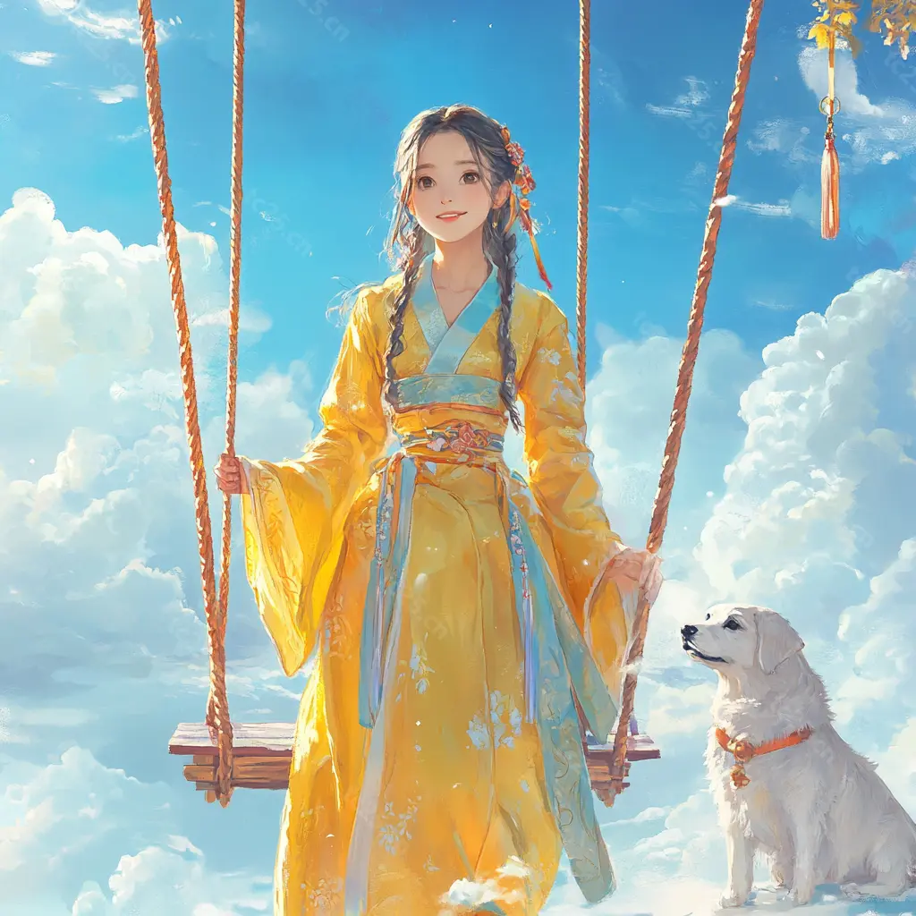 图片[3]-汉服少女的秋千梦midjounney提示词、stable-diffusion-pormpt-天城私塾