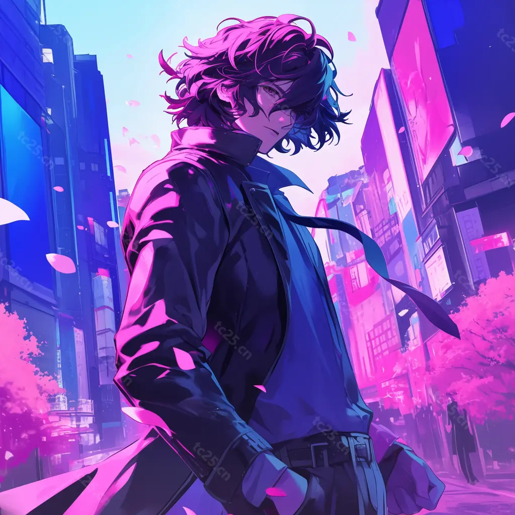 图片[5]-夜城花雨霓虹下少年midjounney提示词、stable-diffusion-pormpt-天城私塾