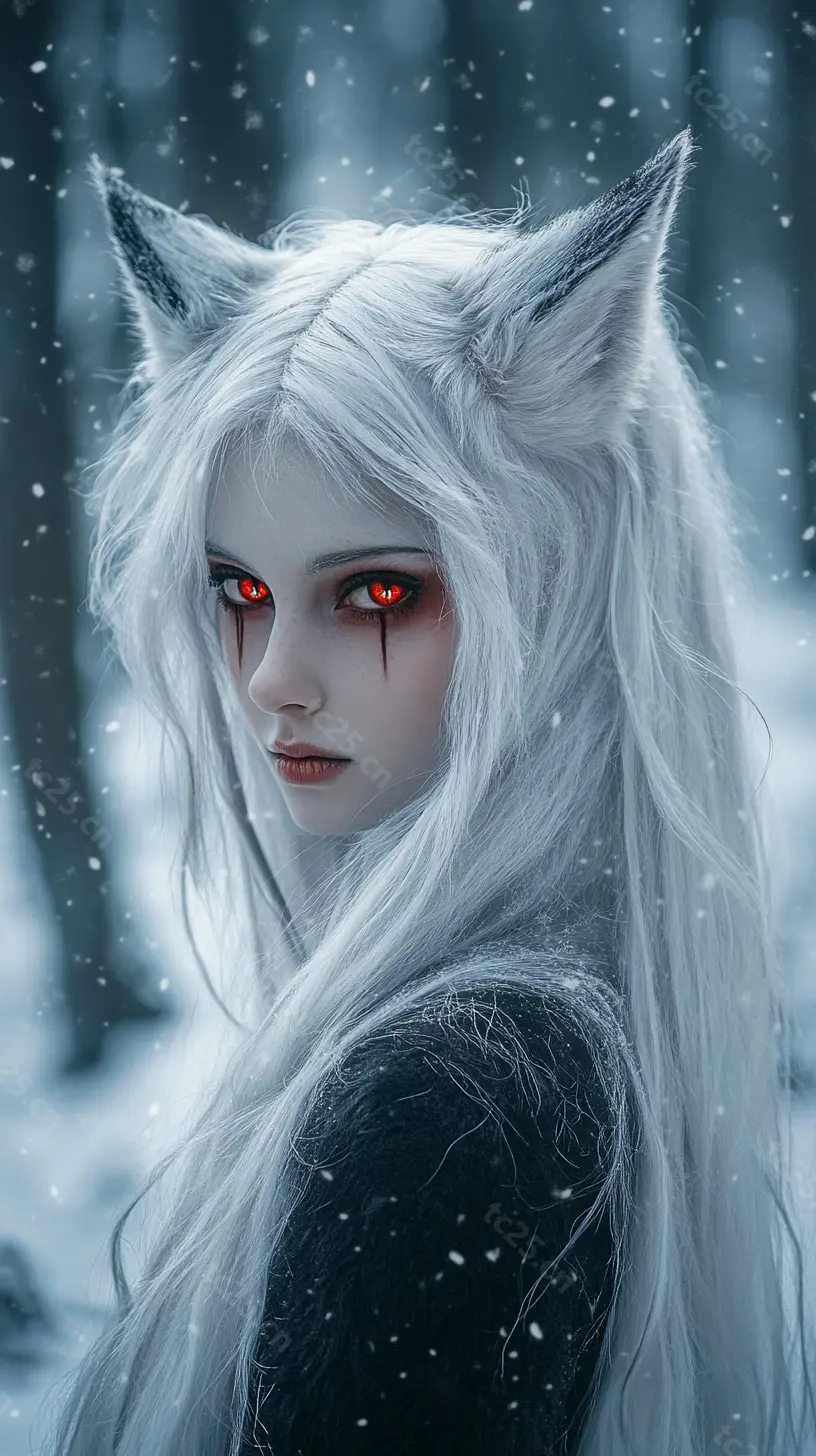 图片[8]-雪地中的白狐少女 midjounney提示词、stable-diffusion-pormpt-天城私塾