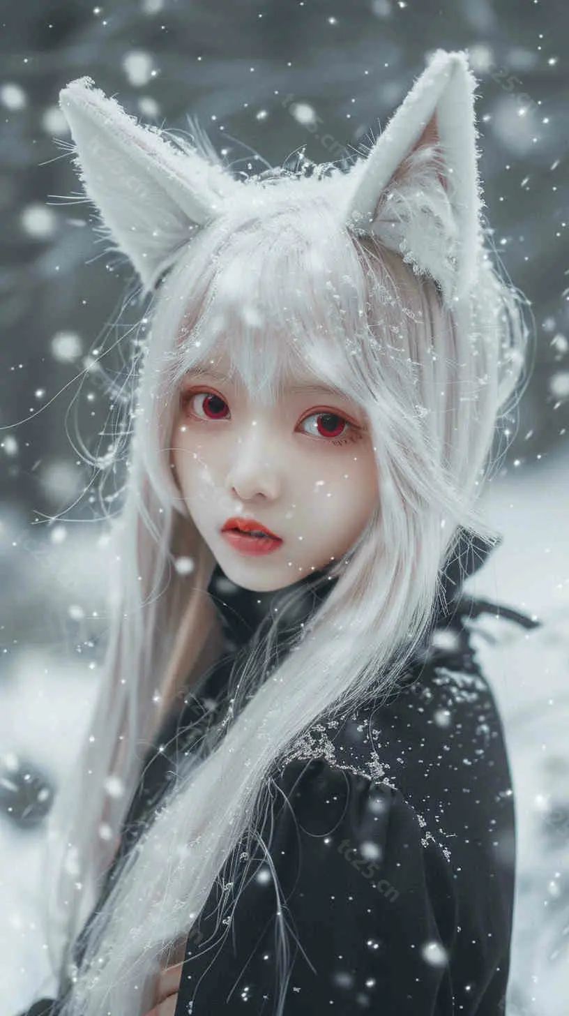 图片[3]-雪地中的白狐少女 midjounney提示词、stable-diffusion-pormpt-天城私塾