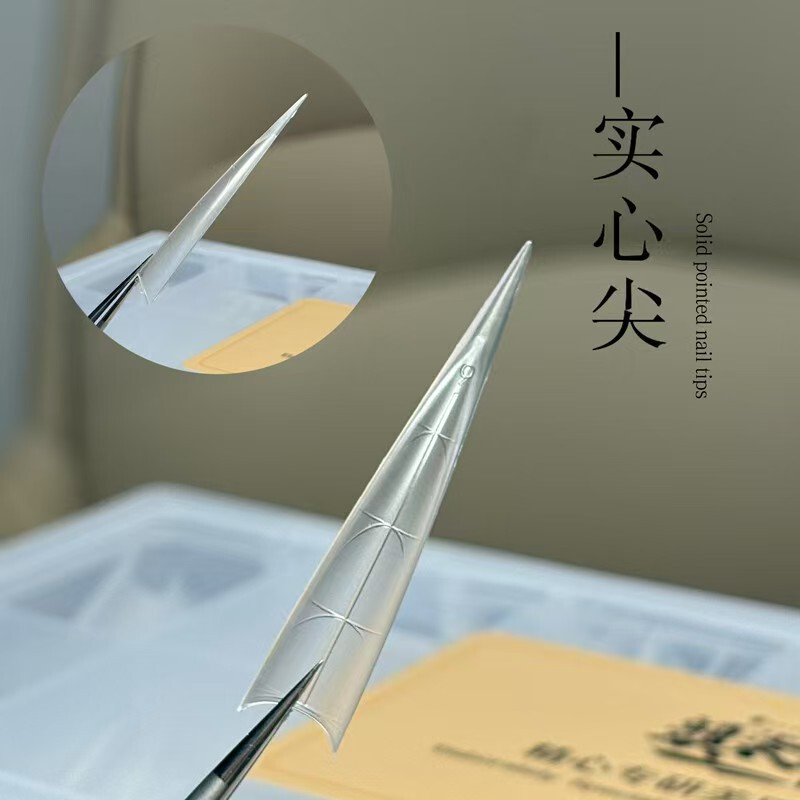 Solid Tip Extra-Long Straight Tip Shallow Nail Tips 5cm, More Pointed Than Regular Ones, Omeain Pointed Shape, Professional Use for Nail Salons