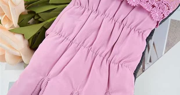 Đầm ren hoa mùa thu và mùa đông quý bà cưỡi lái găng tay cotton lạnh và gió Hàn Quốc mùa đông - Găng tay găng tay làm vườn