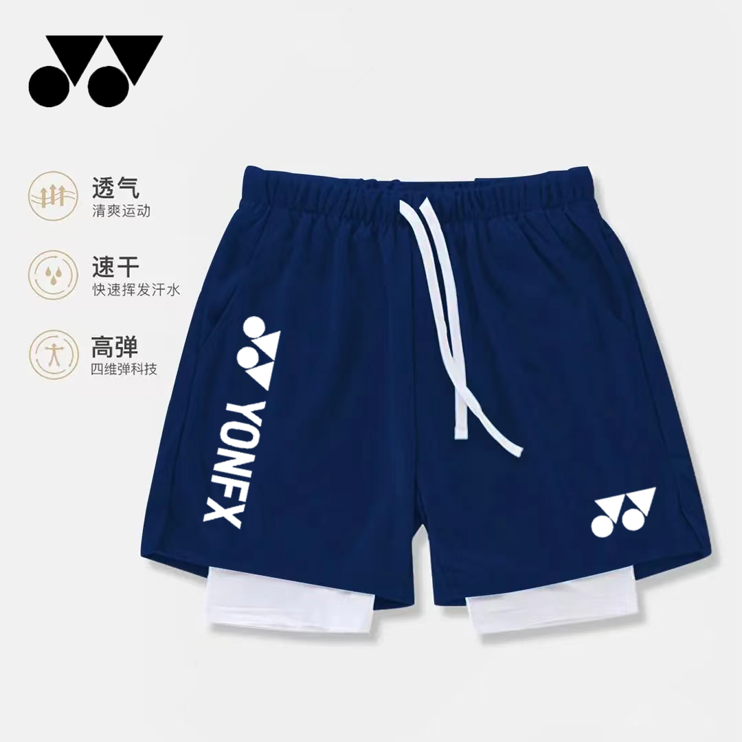 Летний новый стиль yy, спортивные поддельные шорты из двух частей для бадминтона, баскетбольные шорты для бадминтона, тренировочные дышащие быстросохнущие шорты