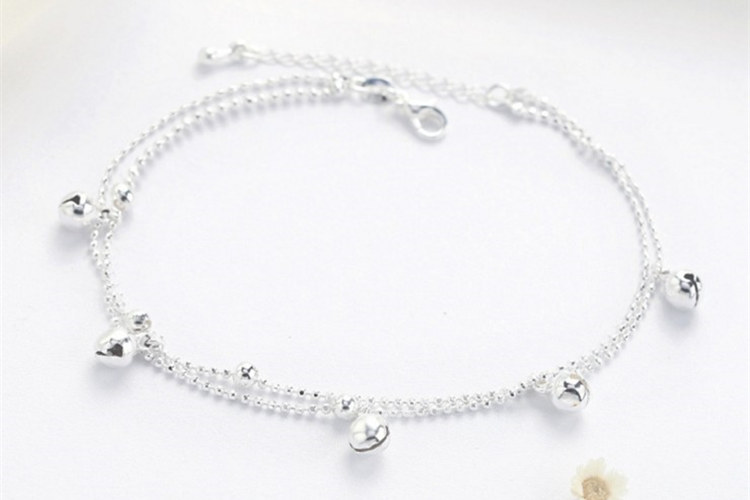 925 sterling silver vòng chân nữ cảm giác của tình yêu Hàn Quốc phiên bản của các đơn giản chuông stars bạc trang sức retro sợi dây màu đỏ sinh viên Sen