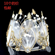 Cake decoration crown ornaments mesh Pearl feathers beautiful crown birthday baking dress floral arrangement accessories