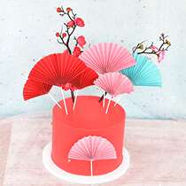Fold Fan Cake Decoration Plugin Wish Supendulum Pieces Adult Birthday Baking Sweet Table Inserts Red Origami Inserts