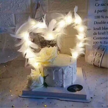 Cake Decoration Mesh Red White Wings Feather Princess Children Birthday Baker Light String Arrangement Inserts hawking items