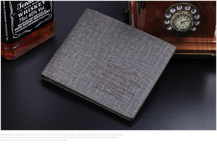 Ví nam ngắn đoạn denim canvas pattern mặt cắt ngang thanh niên Hàn Quốc phiên bản sinh viên ví siêu mỏng Nhật Bản và Hàn Quốc cá tính ví triều bóp nữ