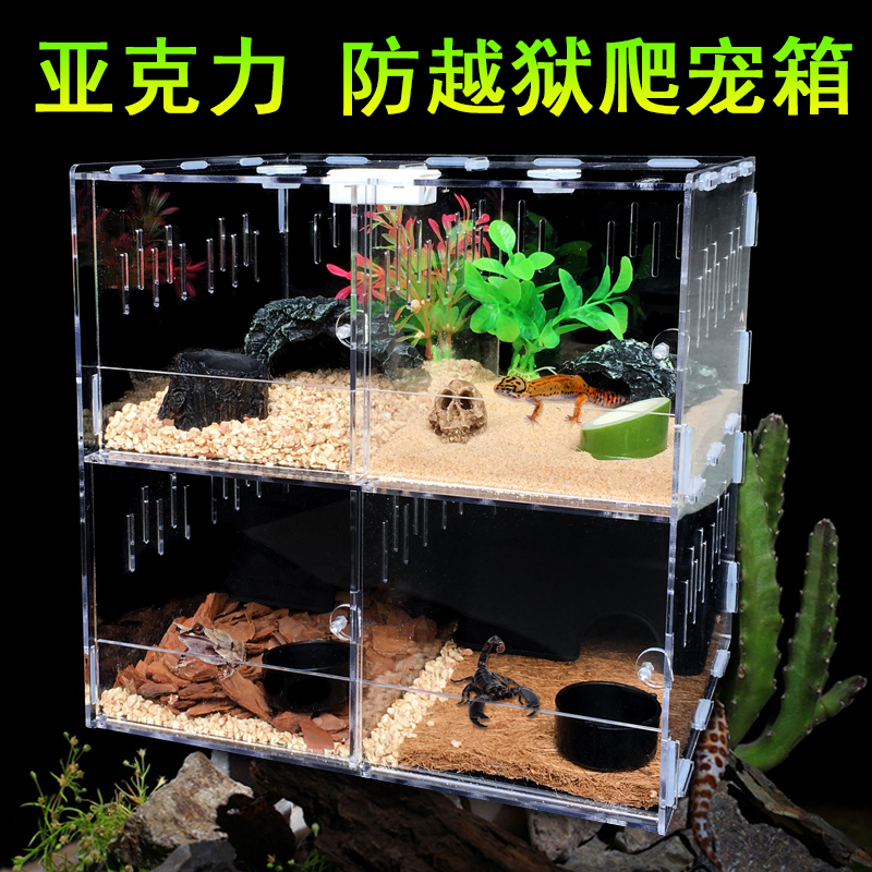 Creative multi-warehouse reptile feeding box Transparent acrylic pet box Corn snake exhibition box Breeding and raising scorpion supplies