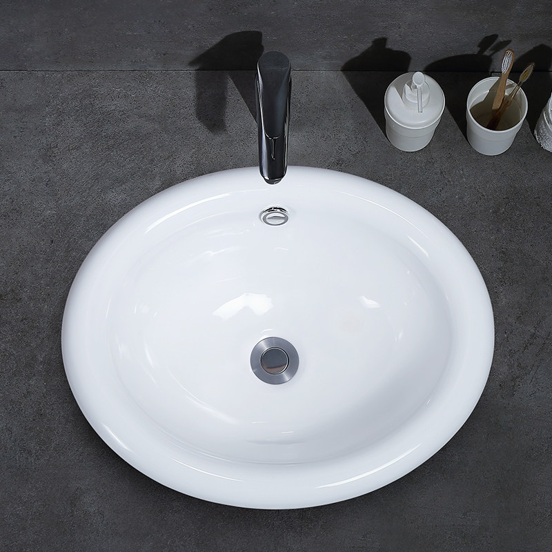 Göbijes ceramic countertop basin washbasin half-embedded basin half-insert washbasin under the table to change the table basin