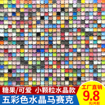 Candy multicolored crystal color mosaic waist line background wall bathroom childrens room small particle tile wall tile