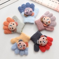 Childrens gloves five fingers baby autumn and winter cute tide boys and girls thick 1-3 years old warm children