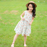 Girls nghiền hoa váy cotton mùa hè mỏng Hàn Quốc phiên bản của bông váy không tay những đứa trẻ lớn dành cho trẻ em của vest váy.