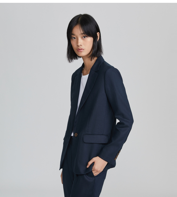 ICICLE Wo Womens 2019 Mùa xuân và mùa hè Mới đầy đủ vải lanh giản dị Blazer nữ AAAB219A02301A - Business Suit quần áo nữ