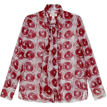 ICICLEs Wo Womens dress 2024 Early spring New cotton Cotton Blend Printed Flat Mark Long Sleeve Shirt