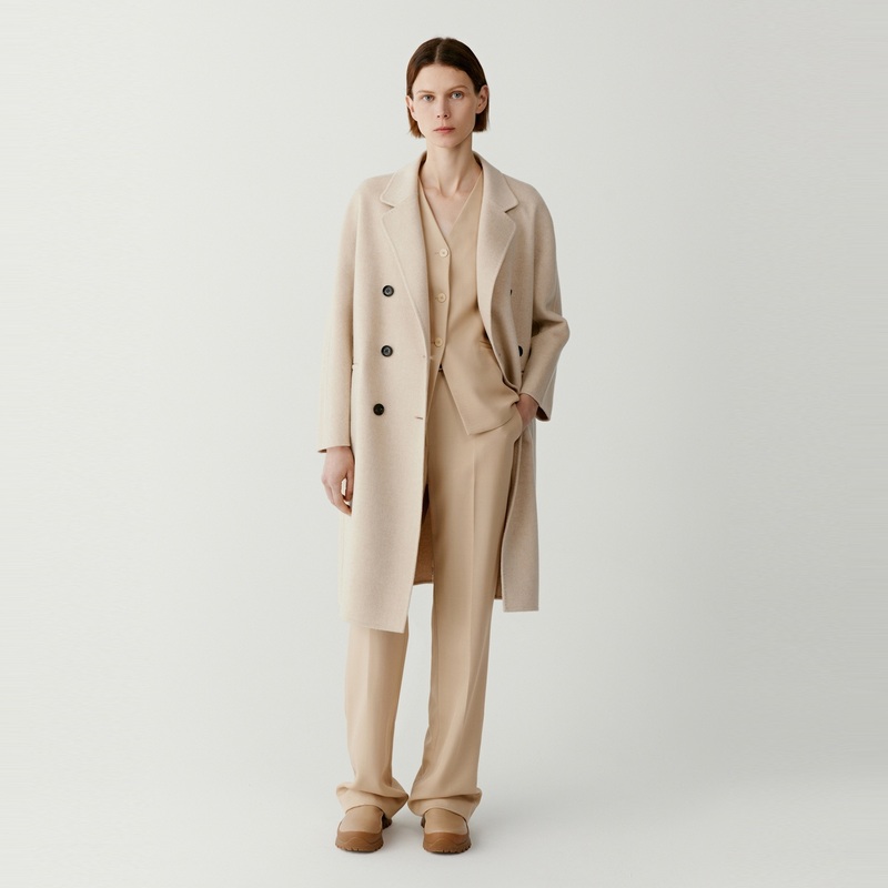 ICICLE's and women's clothing 2023 fall new wool cashmere double-face, double-row buttoned coat-Taobao