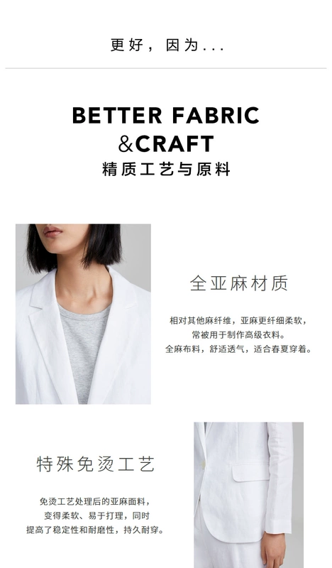 ICICLE Wo Womens 2019 Mùa xuân và mùa hè Mới đầy đủ vải lanh trắng Blazer nữ AAAB219A02051A - Business Suit