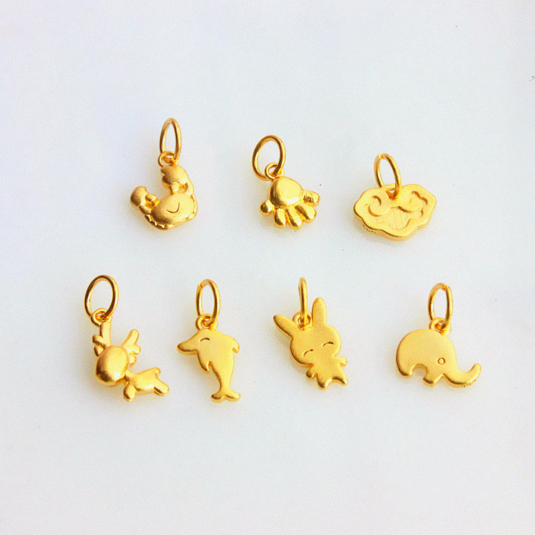Gold accessories woven DIY pendant cute cartoon small animal elbow bell hand and ankle chain pendant dolphin rabbit