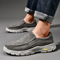 One foot set of mens shoes genuine leather 2020 new autumn and winter breathable trendy shoes mens casual outdoor 100 lap leather shoes man