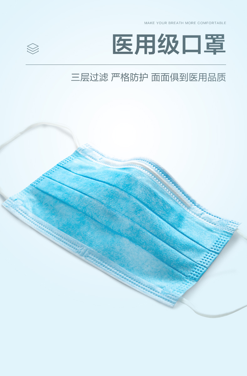 可孚一次性口罩医用医护囗医生用三层医科外用医疗透气50只罩口商品详情图