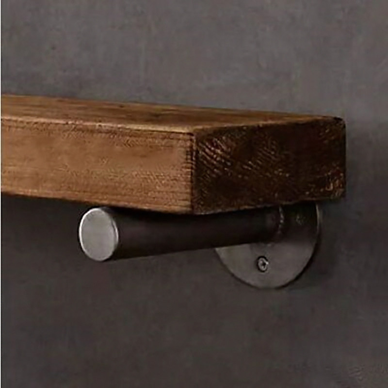 Wrought iron solid wood partition bracket shelf Creative layer plate bracket Wall shelf Tripod bracket partition bracket