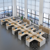 Office furniture minimalist modern computer desk 4 6 People with screen holder staff desk chair combination
