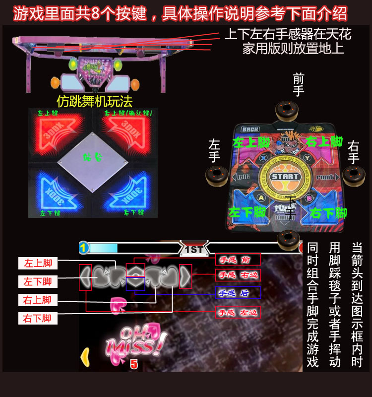 Máy tính USB dance mat mô phỏng DDR PIU arcade máy nhảy xiên 5 nâng cấp chính E nhảy múa DSS thảm nhảy disco