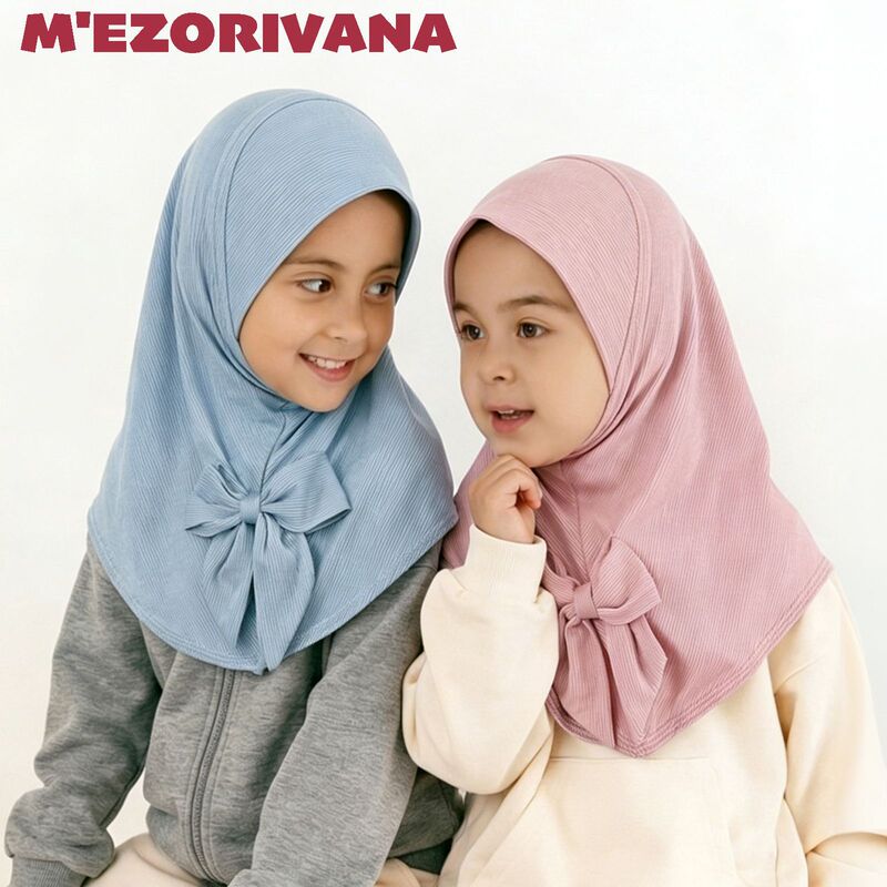 Children's Chin-Covering Headscarf, Malaysian Sun Protection Headscarf, Girl's Bow-Knot Gulf Outdoor Sports Headscarf