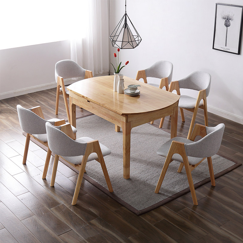 Nordic solid wood dining table and chair combination square round table modern minimalist small apartment Japanese-style dining table spot