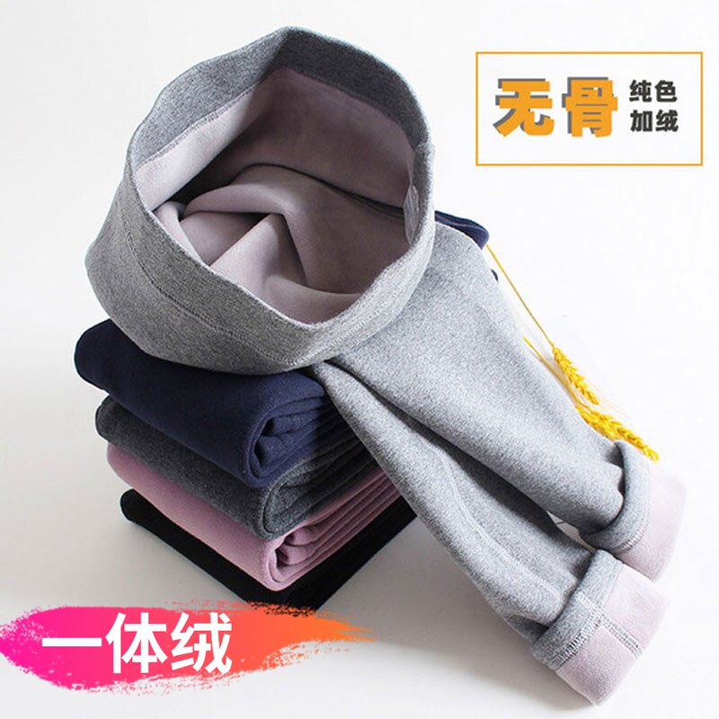 girls' pure cotton fleece underwear spring and autumn 2021 new thin fleece children's thick fleece warm pants outer wear winter