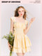 Long Live the Galaxy Los Angeles Summer Mini Skirt Yellow Bow Puff Skirt Waist Strap Dress