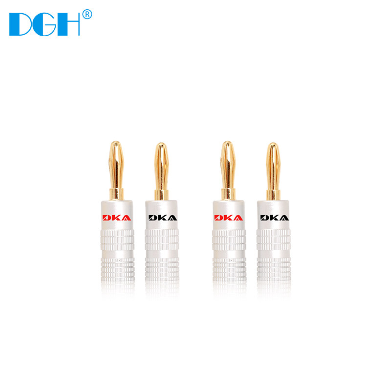 DGH pure copper gold-plated audio banana head connector welding-free power amplifier terminal speaker speaker wire plug elbow