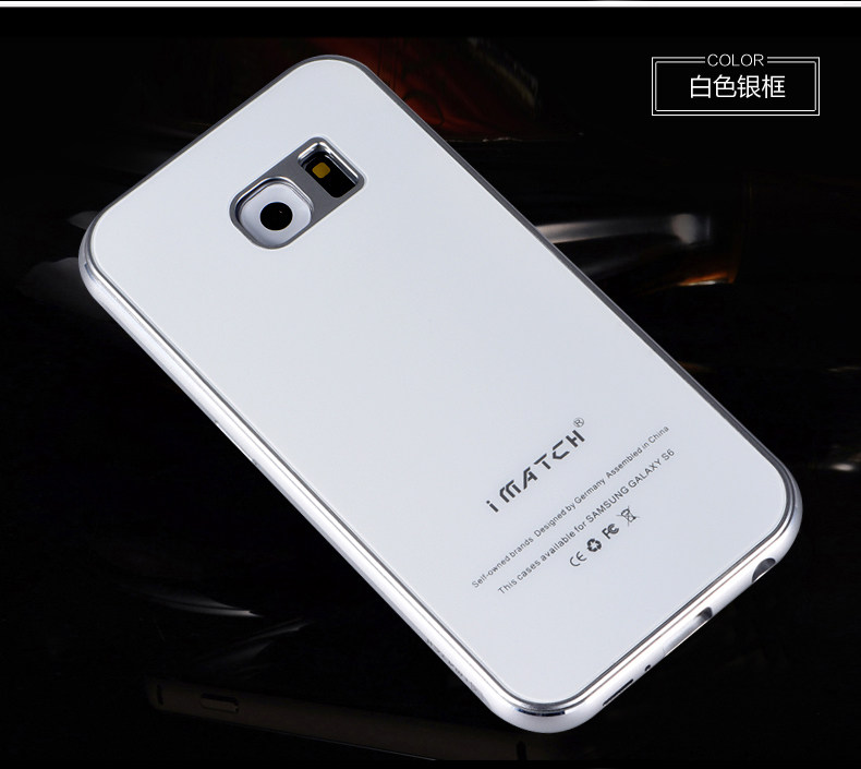 iMatch Aviation Aluminum Alloy Metal Bumper Tempered Glass Back Cover Case for Samsung Galaxy S6 Edge Plus G9280