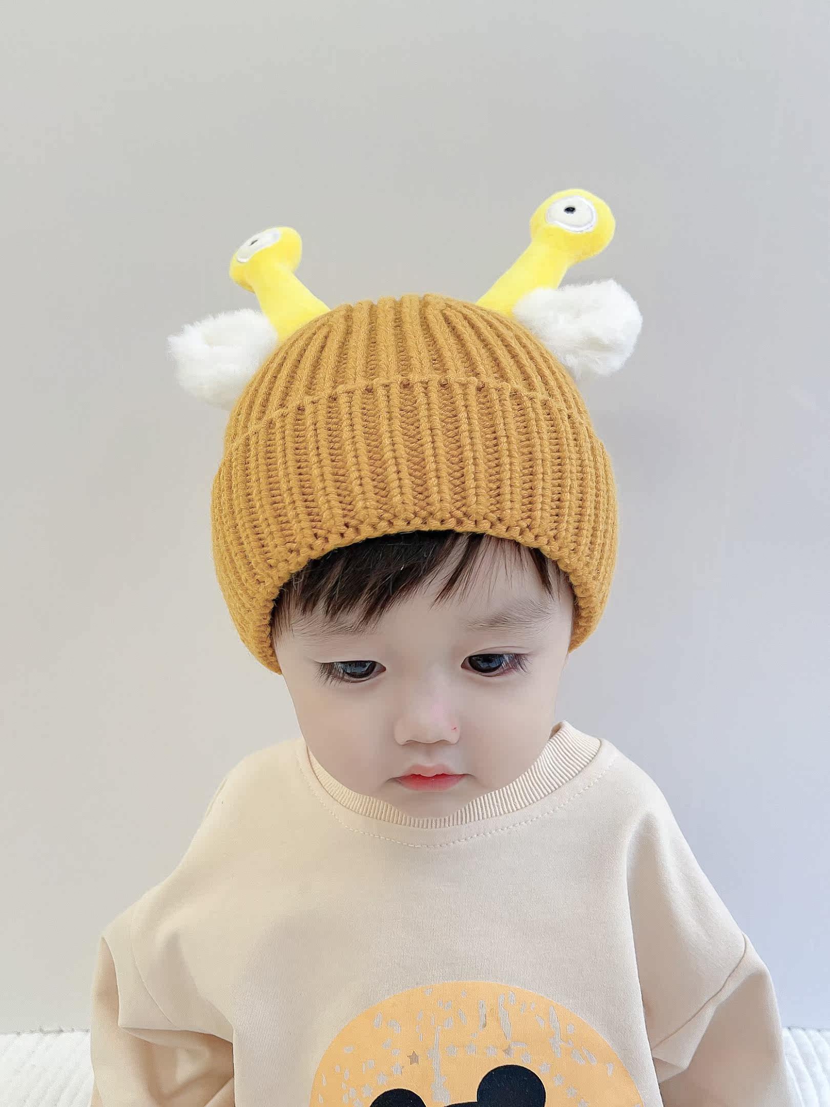 Children's woolen hat autumn and winter warm knitted hat boys cute ears baby girl pullover hat 2021 children's hat