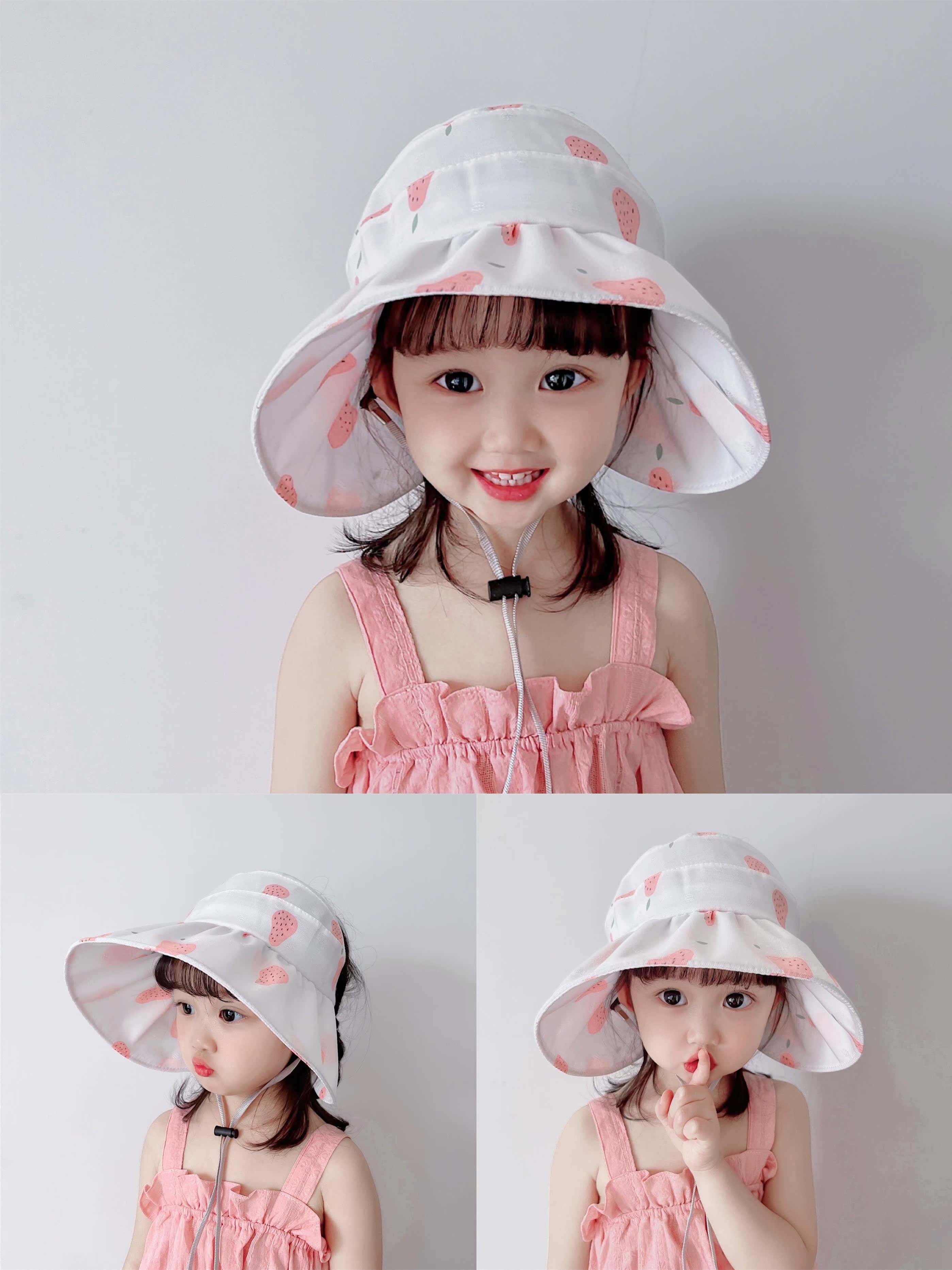 Baby sun visor summer pot hat travel big hat brim cover face little girl sun hat thin section children's empty top hat
