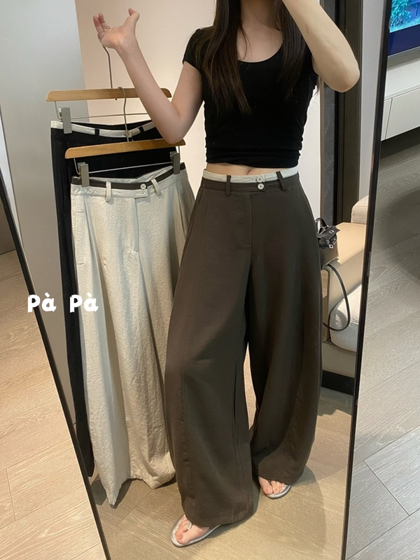 Color-Blocked Waist Tencel Linen Wide-Leg Pants for Women, Summer Thin Loose Drape Linen Casual Long Pants Color-Blocked Waist Tencel Linen Wide-Leg Pants for Women, Summer Thin Loose Drape Linen Casual Long Pants