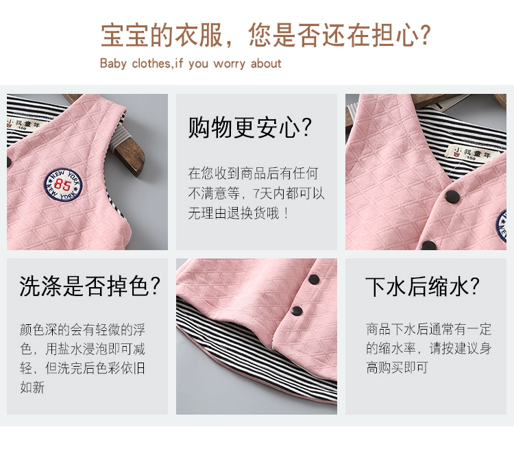 Áo vest trẻ em mùa thu mùa đông cho bé Áo vest cotton bên ngoài mặc bé trai dày áo ấm cho bé gái Áo len không tay