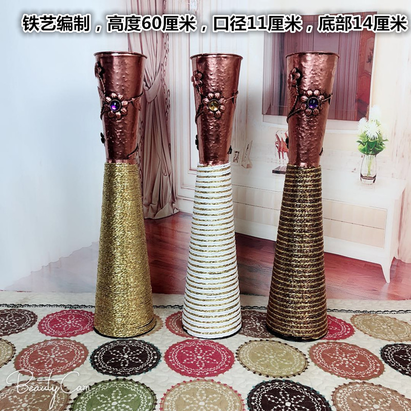 Rèn sắt đan sàn phòng khách cắm hoa trong nhà hoa khô giả hoa trang trí hoa nhựa trang trí giỏ hoa - Vase / Bồn hoa & Kệ chậu cây trong nhà