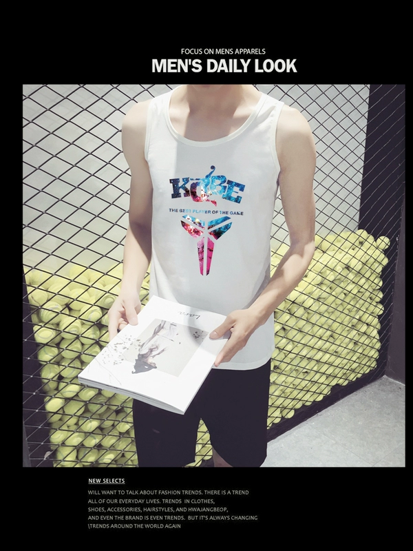 Summer Slim phiên bản Hàn Quốc của áo thun cotton bó sát không tay Kobe in áo nba bóng rổ quần áo thể thao nam - Áo vest cotton áo khoác đông nam