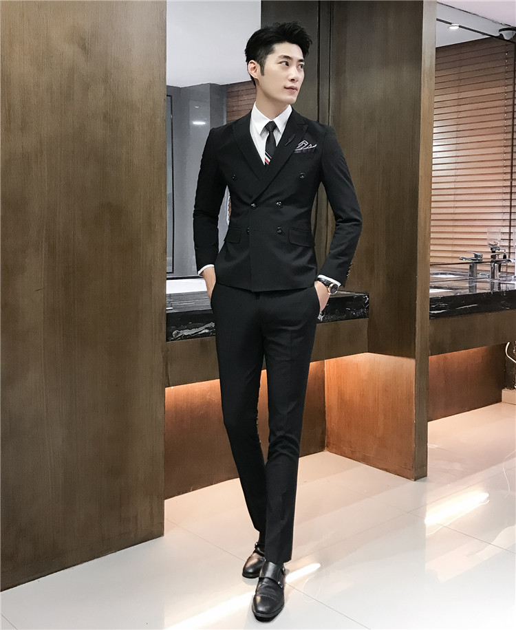 Bộ đồ đôi nam phù hợp với giới trẻ Anh phù hợp với xu hướng nhỏ phù hợp với phiên bản Hàn Quốc của bộ đồ cưới chú rể áo nam