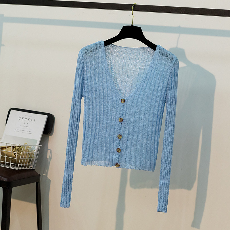 Small outer dress with suspender skirt summer sunscreen cardigan ice silk knitted short shawl air conditioning shirt thin coat women